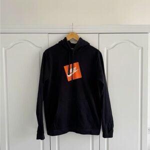 Nike Black Hoodie with Orange Logo